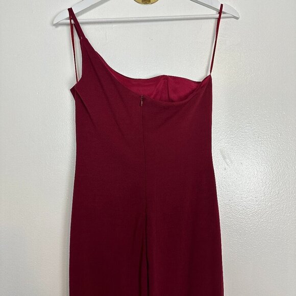 LA FEMME One-Shoulder Jersey Gown in Burgundy Size US 6 - Picture 6 of 7